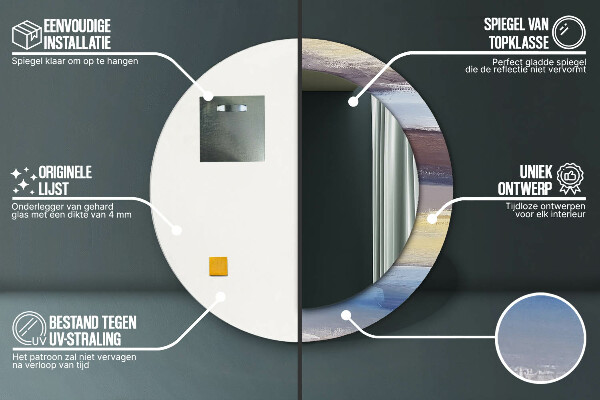 Bedrukte ronde spiegel Abstract beeld