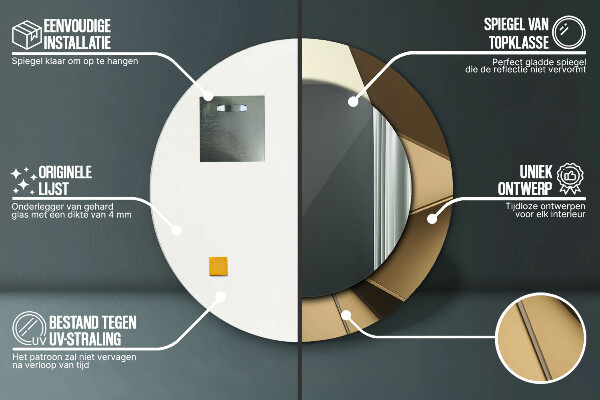 Ronde spiegel met bedrukte lijst Moderne abstractie