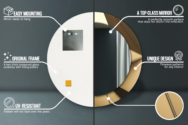 Ronde spiegel met bedrukte lijst Moderne abstractie