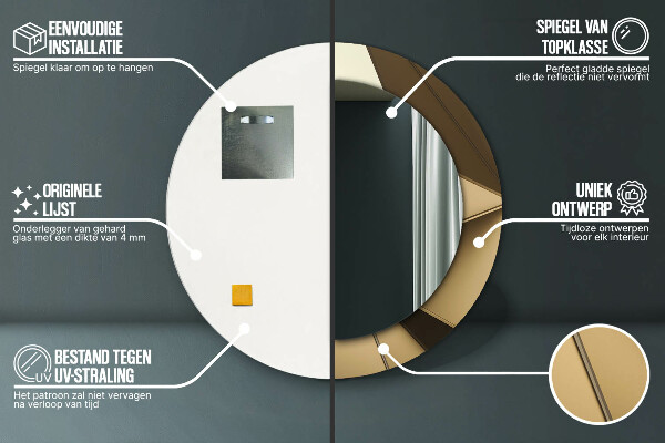 Ronde spiegel met bedrukte lijst Moderne abstractie
