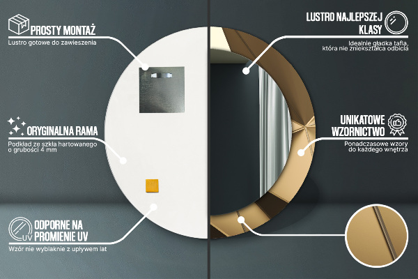Ronde spiegel met bedrukte lijst Moderne abstractie