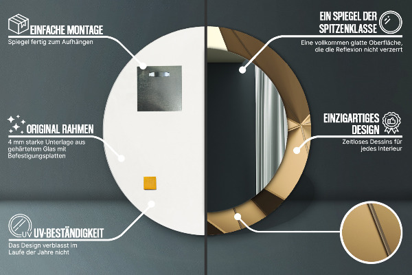 Ronde spiegel met bedrukte lijst Moderne abstractie