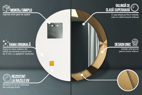 Ronde spiegel met bedrukte lijst Moderne abstractie