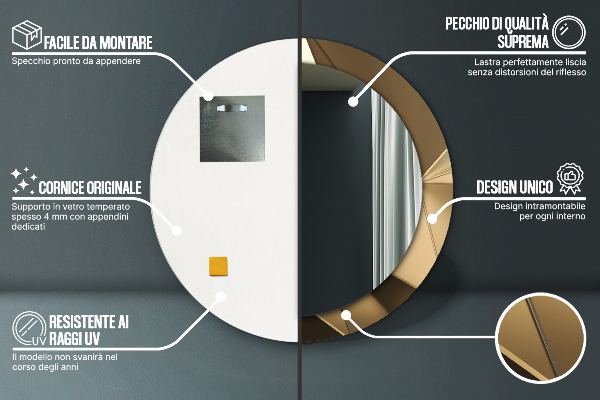 Ronde spiegel met bedrukte lijst Moderne abstractie