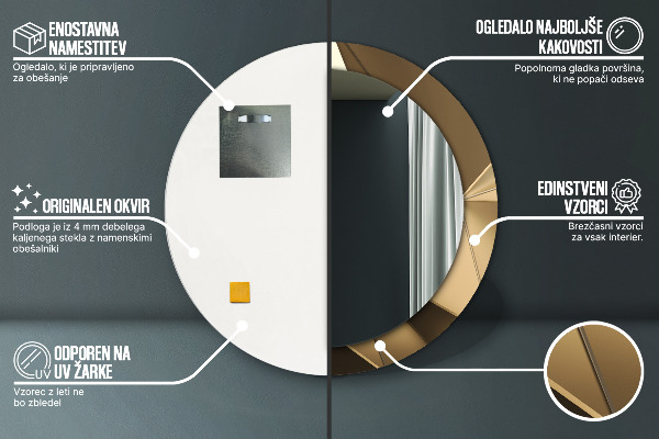 Ronde spiegel met bedrukte lijst Moderne abstractie