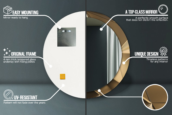 Ronde spiegel met bedrukte lijst Moderne abstractie