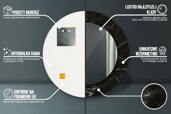 Ronde spiegel met bedrukte lijst Marmer