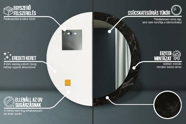 Ronde spiegel met bedrukte lijst Marmer