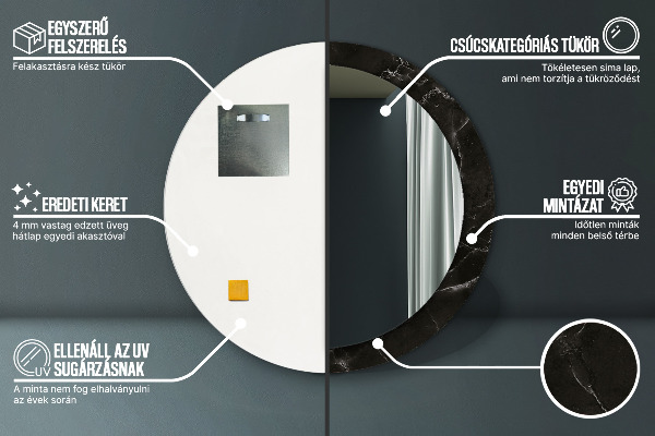 Ronde spiegel met bedrukte lijst Marmer
