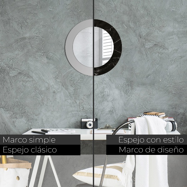 Ronde spiegel met bedrukte lijst Marmer