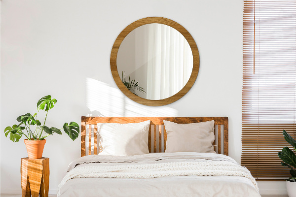 Ronde wandspiegel met print Rustiek eiken