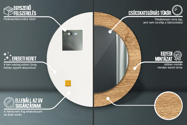 Ronde spiegel met decoratie Hout textuur