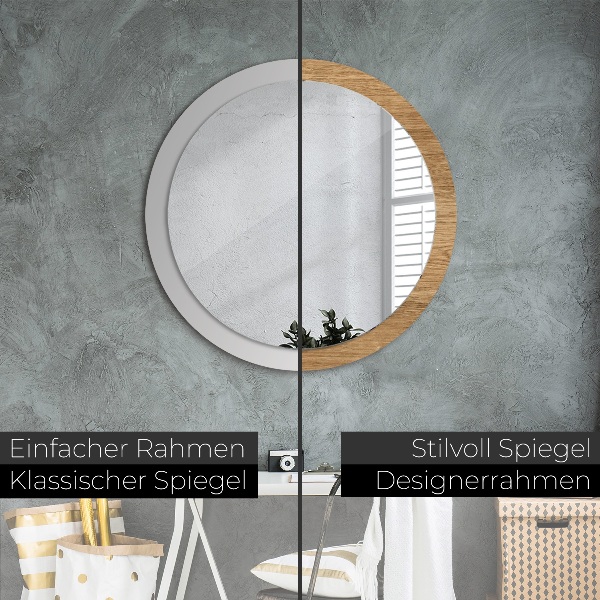 Ronde spiegel met decoratie Hout textuur