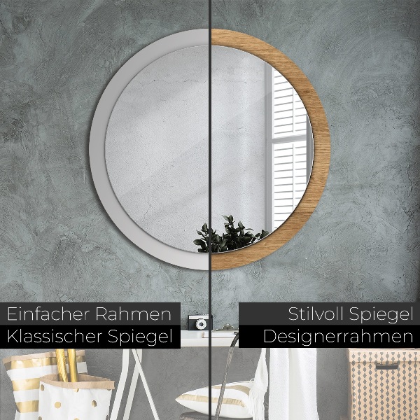 Ronde spiegel met decoratie Hout textuur