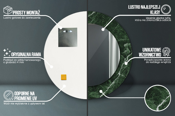 Ronde spiegel met decoratie Groen marmer