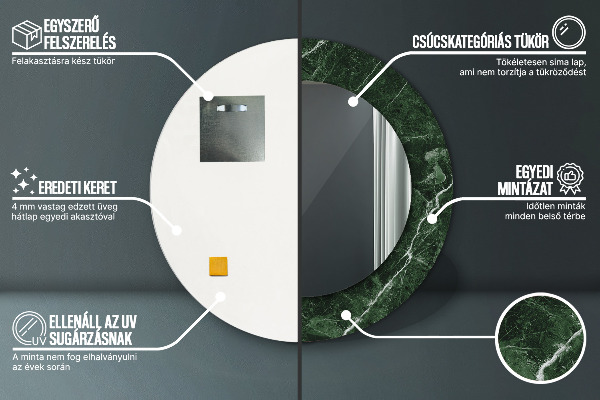 Ronde spiegel met decoratie Groen marmer