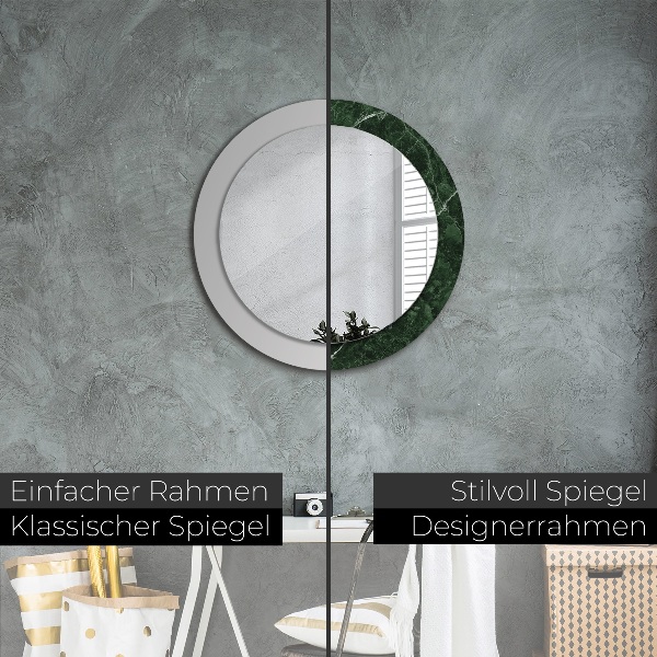 Ronde spiegel met decoratie Groen marmer