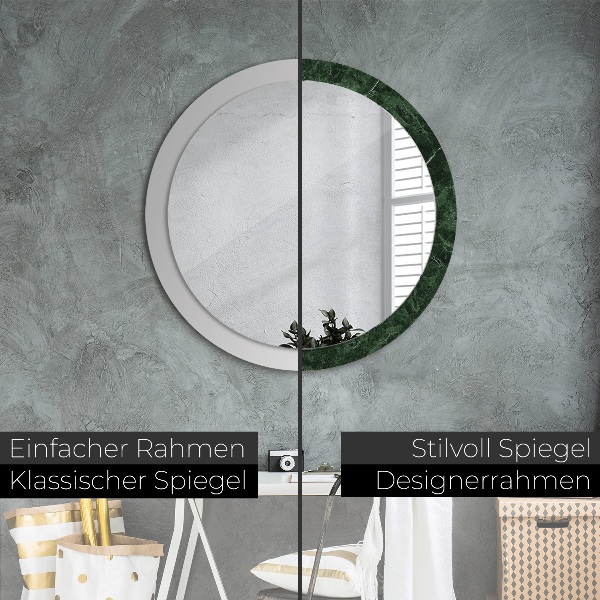 Ronde spiegel met decoratie Groen marmer