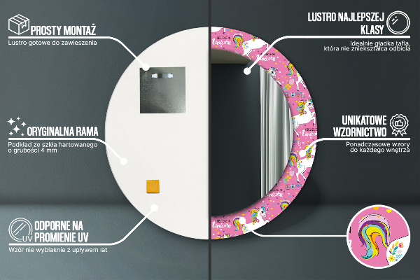 Ronde spiegel met decoratie Magische eenhoorn