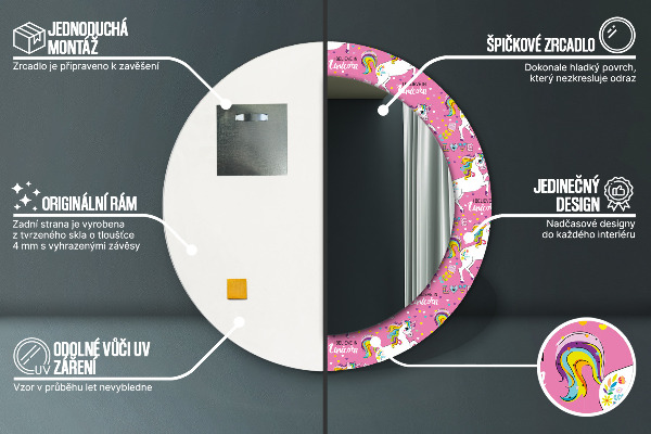 Ronde spiegel met decoratie Magische eenhoorn