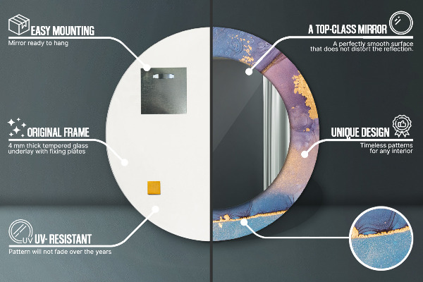 Bedrukte ronde spiegel Marmer