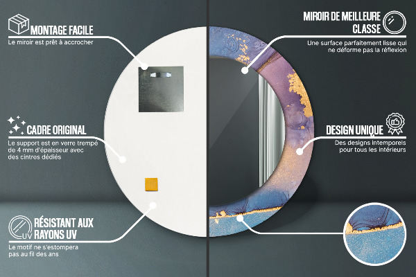 Bedrukte ronde spiegel Marmer