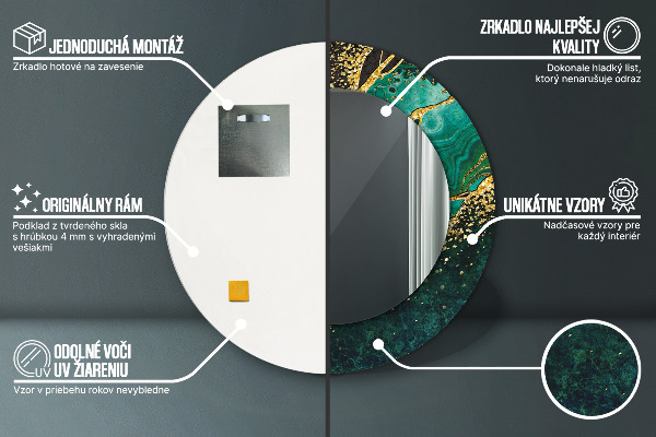 Ronde spiegel met decoratie Marmer groen