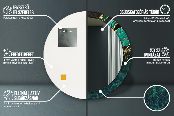 Ronde spiegel met decoratie Marmer groen