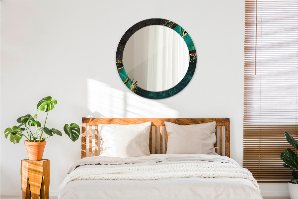 Ronde spiegel met decoratie Marmer groen