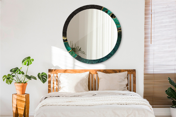 Ronde spiegel met decoratie Marmer groen
