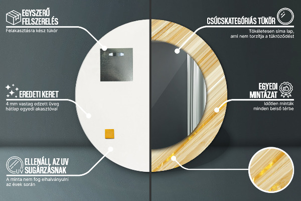 Ronde wandspiegel met print Gouden samenvatting