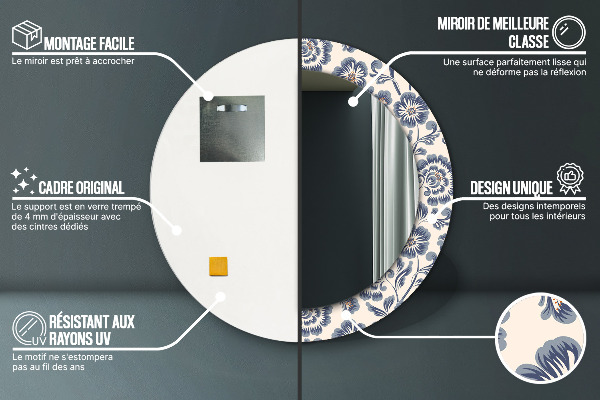 Bedrukte ronde spiegel Bloem patroon