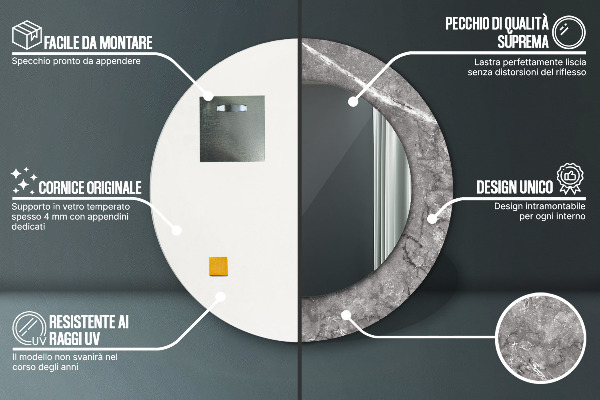 Ronde wandspiegel met print Rustiek marmer