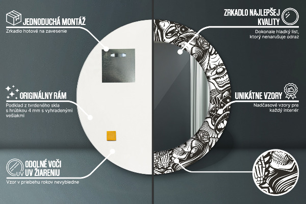 Ronde wandspiegel met print Abstracte vloeistof