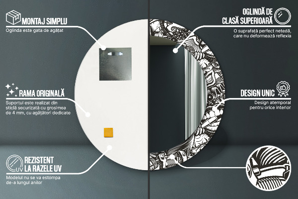 Ronde wandspiegel met print Abstracte vloeistof