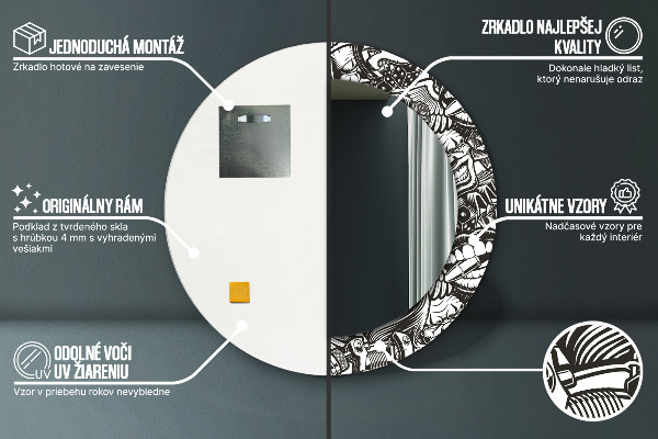 Ronde wandspiegel met print Abstracte vloeistof