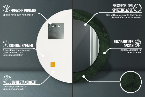 Ronde spiegel met decoratie Groen marmer