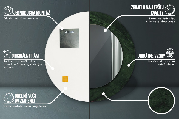 Ronde spiegel met decoratie Groen marmer