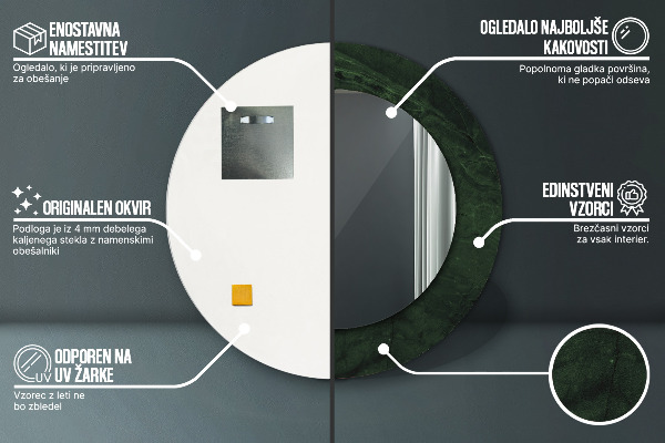 Ronde spiegel met decoratie Groen marmer