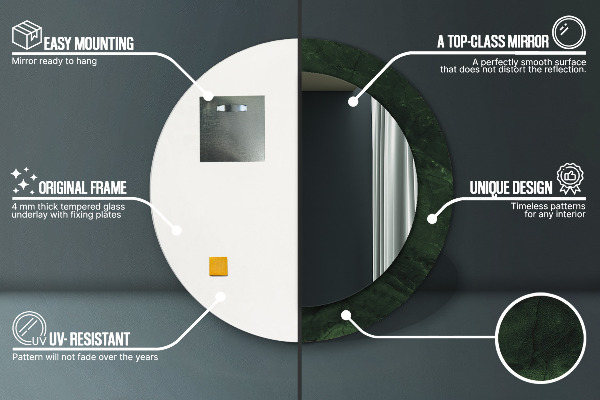 Ronde spiegel met decoratie Groen marmer