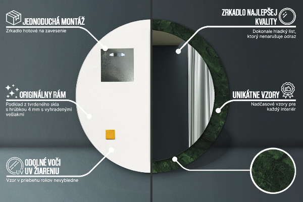 Ronde spiegel met decoratie Groen marmer