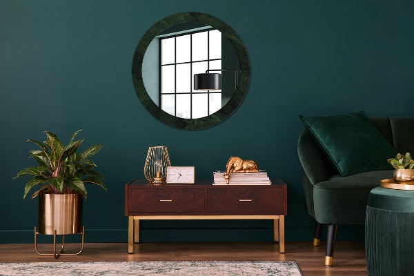 Ronde spiegel met decoratie Groen marmer