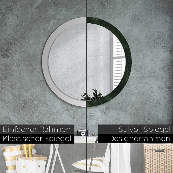 Ronde spiegel met decoratie Groen marmer