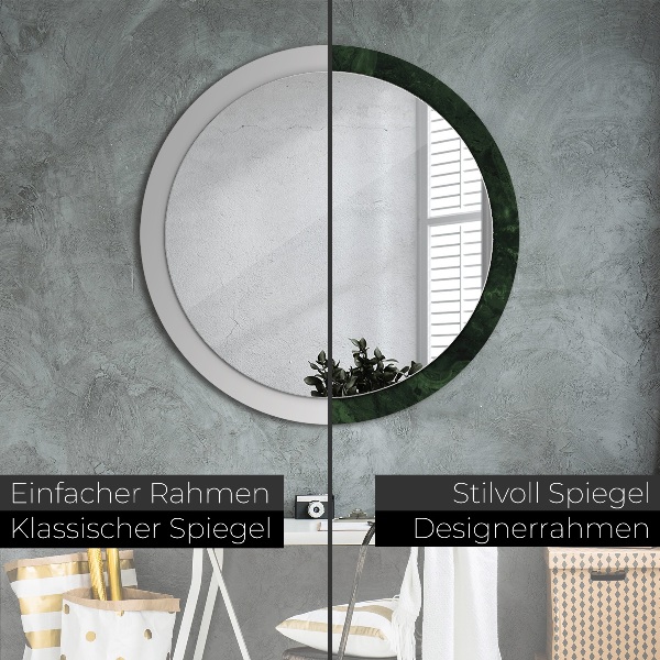 Ronde spiegel met decoratie Groen marmer