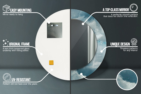 Bedrukte ronde spiegel Blauw onyxmarmer