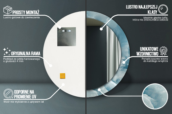 Bedrukte ronde spiegel Blauw onyxmarmer