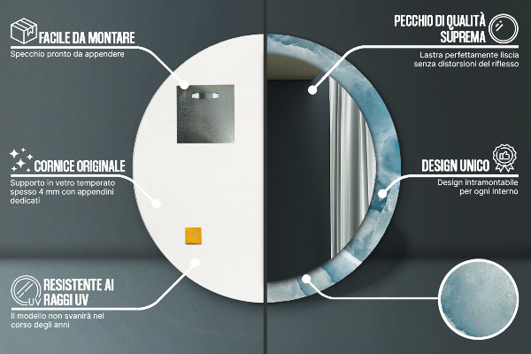 Bedrukte ronde spiegel Blauw onyxmarmer