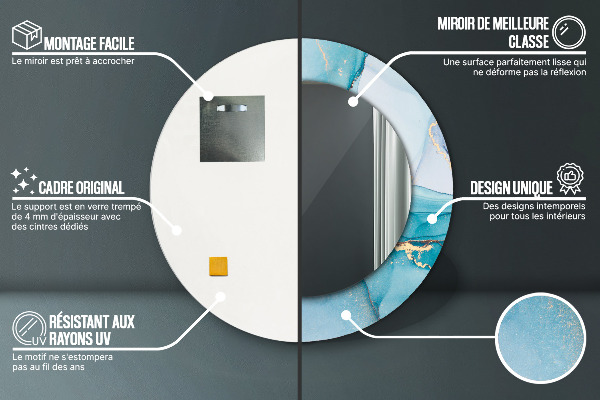 Ronde spiegel met bedrukte lijst Abstracte vloeistof