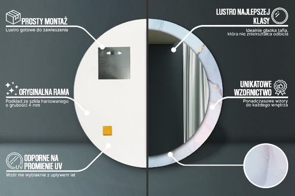Ronde spiegel met bedrukte lijst Abstracte vloeistof