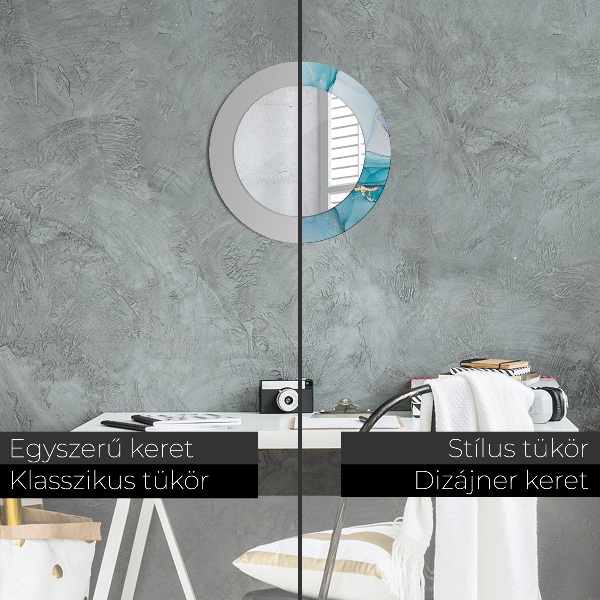 Ronde spiegel met bedrukte lijst Abstracte vloeistof